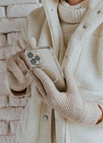 Komplet czapka ocieplana pompon szalik rękawiczki dotykowe do telefonu na Arena.pl