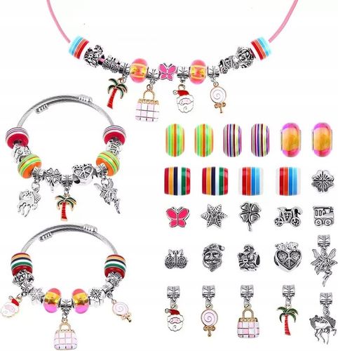 ZESTAW DO ROBIENIA BRANSOLETEK BIŻUTERI NASZYJNIK KORALIKI CHARMS ZAWIESZKI na Arena.pl
