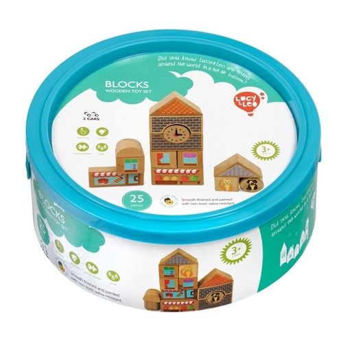 Kolorowe klocki drewniane – Miasto – 25 elementów na Arena.pl