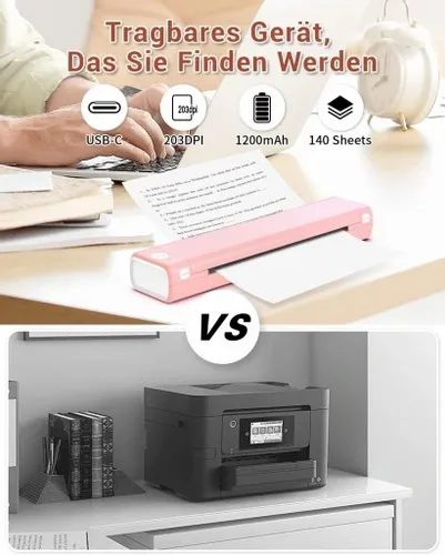 Przenośna drukarka termiczna A4 bluetooth Phomemo M08F różowo-biała na Arena.pl