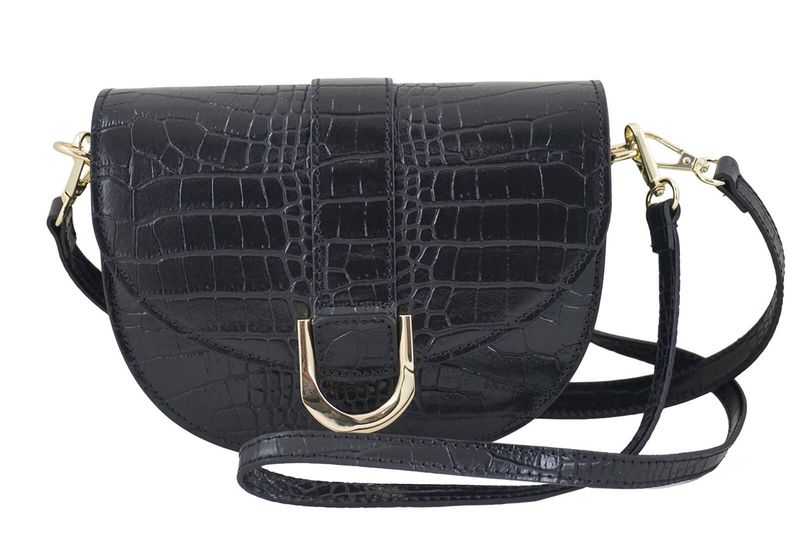 Listonoszka damska croco - Czarna zdjęcie 1