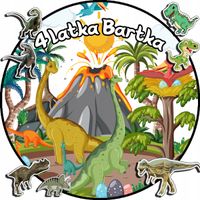 OPŁATEK NA TORT 30CM - DINOZAURY DINO + IMIĘ + GRATIS! 24CM 26CM