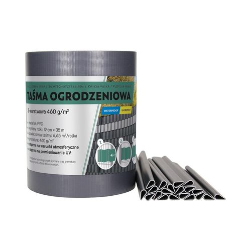 TAŚMA OGRODZENIOWA 190x35m PŁOT OGRODZENIE GRAFIT na Arena.pl