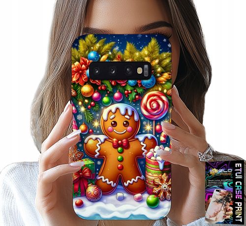 ETUI DO SAMSUNG GALAXY S10 PLUS - PIERNIK, CUKIERKOWE WZORY ŚWIĘTA + FOLIA na Arena.pl