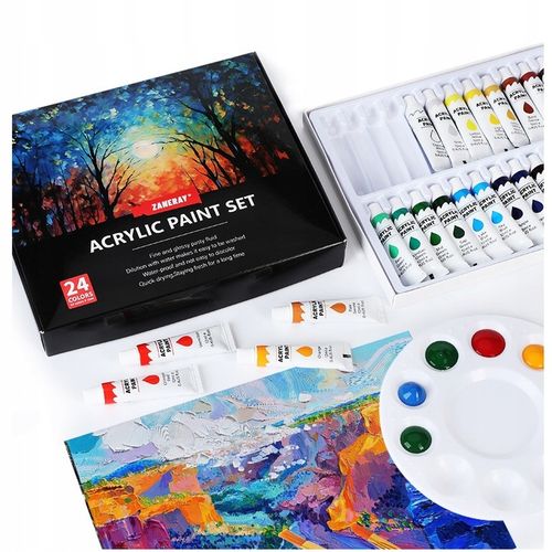 FARBY AKRYLOWE DUŻY ZESTAW FARB AKRYLOWYCH 24x12ml FARBA AKRYLOWA na Arena.pl