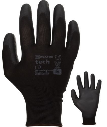 rękawice robocze mercator tech black+black pu - xl - 12 par na Arena.pl