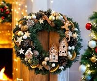 Wianek świąteczny stroik na stół drzwi Wieniec 27cm DOMEK Z PIERNIKA