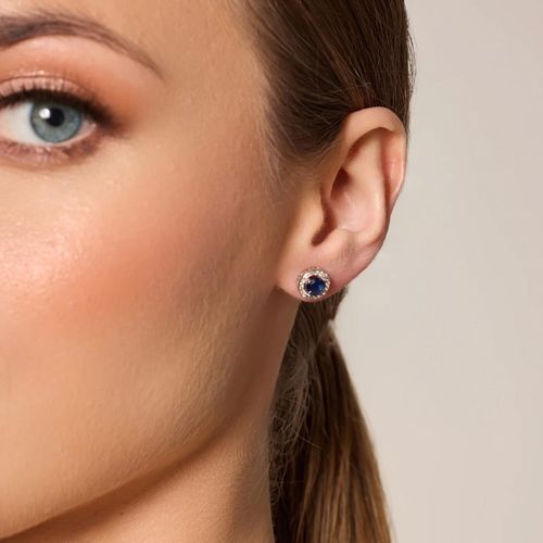 srebrne kolczyki z niebieską cyrkonią - kdk5330 na Arena.pl