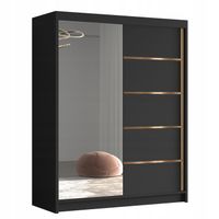 SZAFA PRZESUWNA FLAVIO III 150cm z lustrem GARDEROBA ZŁOTY uchwyt i