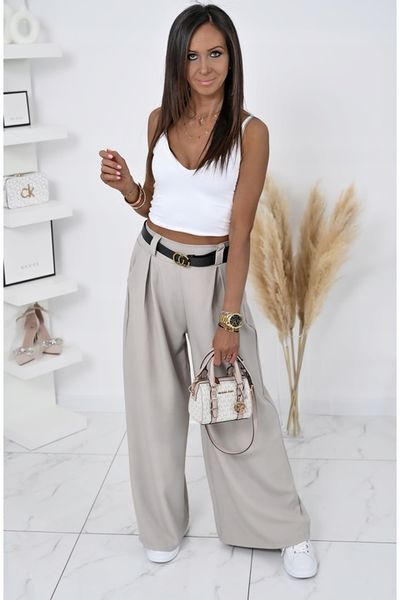 MODNE SPODNIE Z SZEROKĄ NOGAWKĄ I PASKIEM MICHELL! WZ.1 zdjęcie 9