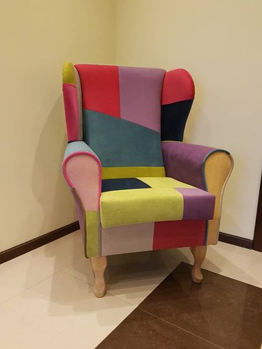 Fotel uszak niebieski gładki na Arena.pl