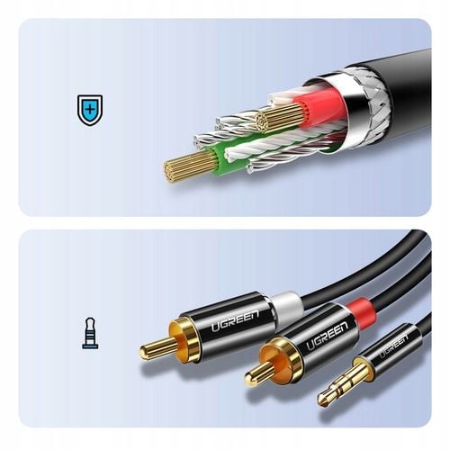 KABEL AUDIO UGREEN MINI JACK 3,5 mm DO 2RCA CINCH MOCNY PRZEWÓD 3M na Arena.pl