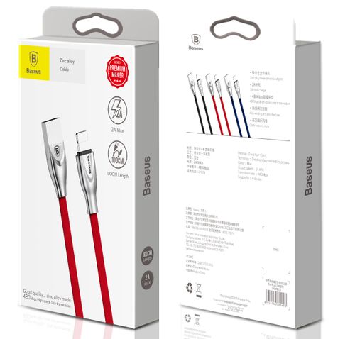 Kabel USB lightning Iphone Baseus Zinc 100cm 2A QC czerwony na Arena.pl