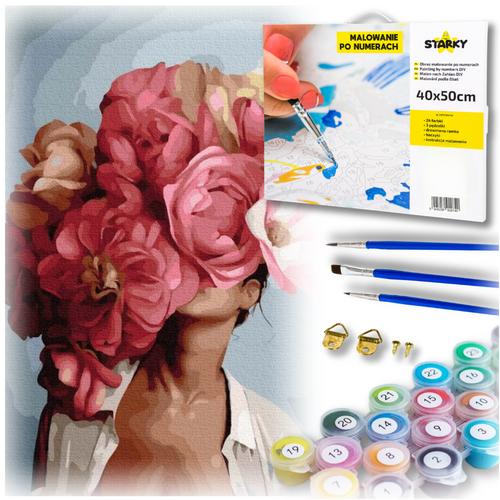 Malowanie po numerach - głowa w kwiatach na Arena.pl