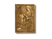 Prezent na Komunię dla Dziewczynki Obraz Drewniany Jezus Płaskorzeźba 25cm