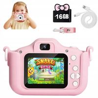 RÓŻOWY APARAT CYFROWY DLA DZIECI KAMERA GRY 16GB