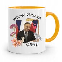 Kubek Żółty Prezydenta Andrzej Duda Pis Dla Ciebie Z Nadrukiem Ze Zdjęciem