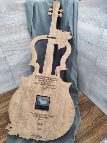 Skrzypce zegar ścienny drewniany w drewnie 60cm na prezent muzyka na Arena.pl