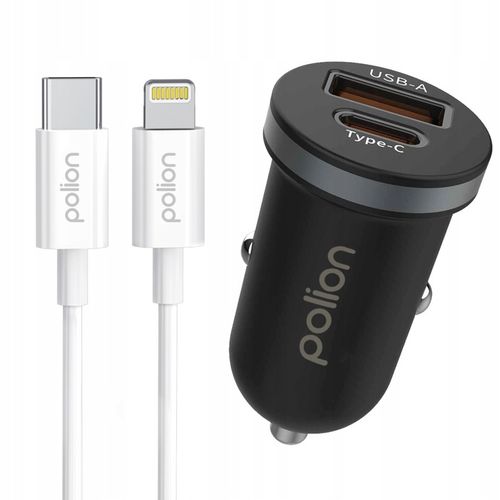 Szybka ładowarka samochodowa POLION USB-A USB-C 35W QC3.0 PD 3A Lightning na Arena.pl