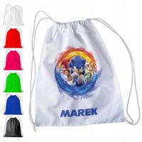 WOREK PLECAK SPORTOWY NA WF DLA DZIECI - SONIC HEDGEHOG + IMIĘ! AMY TAILS