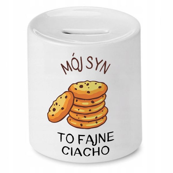 Skarbonka Dla Syna Mój Syn To Fajne Ciacho Prezent Z Nadrukiem Ze Zdjęciem zdjęcie 1