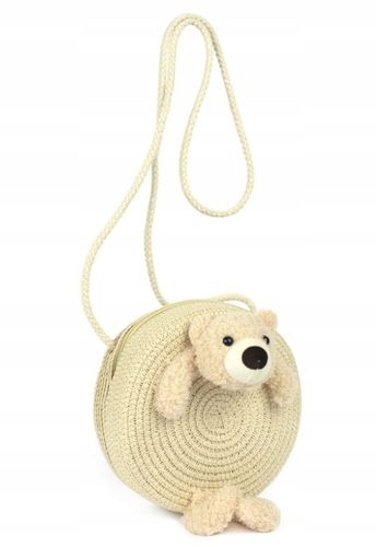 Torebka Dziecięca Pleciona Słomkowa z Misiem dla Dziewczynki na Lato na Arena.pl