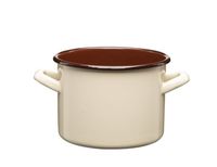 Garnek emaliowany polewany gładki GORDON 16 cm 2,4 l kremowy brązowy środek