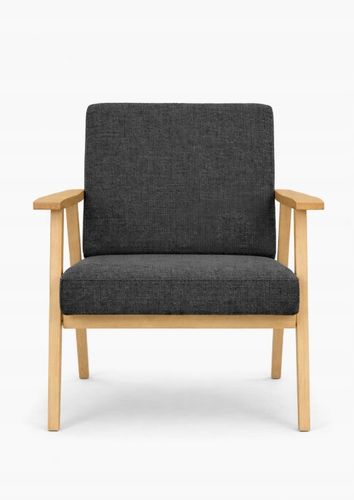 Fotel PRL wypoczynkowy salon balkon czarny drewno naturalne na Arena.pl