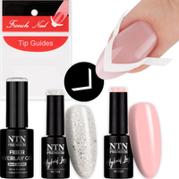 NTN Zestaw Classic French 2x Lakier Hybrydowy 5g + Żel +Naklejki Paski Nr74