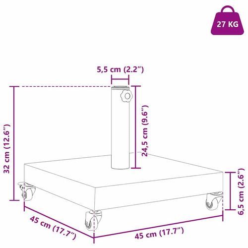 Podstawa do parasola na zewnątrz Czarny 45 x 45 x 31.5 cm na Arena.pl