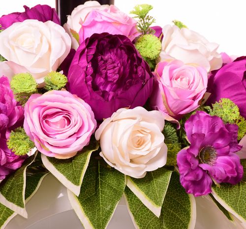 Kompozycja stroik krem fiolet + bukiet na Arena.pl