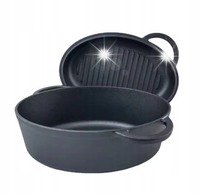 Brytfanna żeliwna z pokrywą grillową, 2w1, 6.4L, 34cm KRISBERG KS-7740