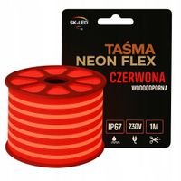 Taśma LED Neon LED Flex Jednostronny 230V 8W Czerwony Wodoodporny Zewnętrzn