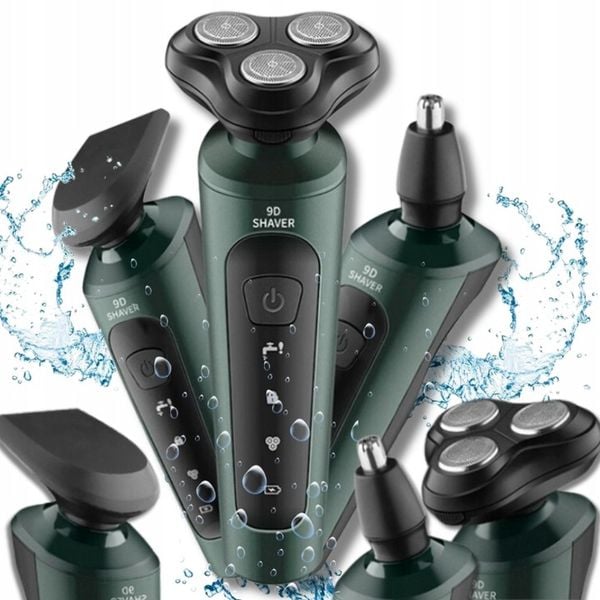 GOLARKA MĘSKA TRYMER MASZYNKA DO BRODY GŁOWY 3W1 ZIELONA Z AKUMULATOREM zdjęcie 6