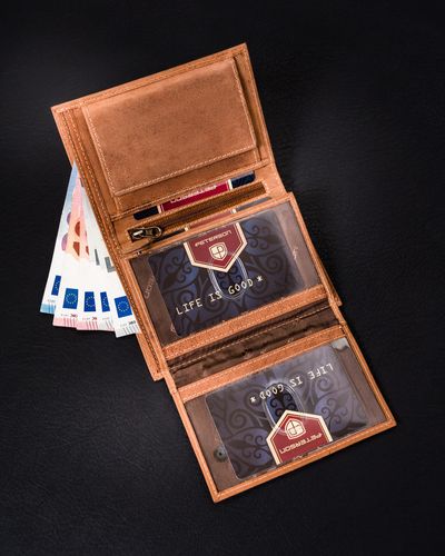 skórzany portfel męski z kieszonką na suwak - peterson na Arena.pl