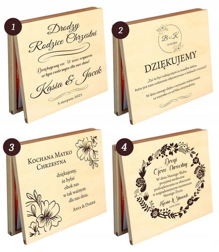 PODZIĘKOWANIE DLA RODZICÓW CHRZESTNYCH NA ŚLUB WESELE Z GRAWEREM IMIONA na Arena.pl