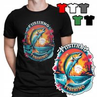KOSZULKA T-SHIRT MĘSKI WZORY WYBÓR - RYBY SZCZUPAKI WĘDKOWANIE HOBBY - S