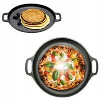 PATELNIA ŻELIWNA DO PIZZY DUŻA 30cm INDUKCJA OGNISKO GRILL TALERZ ŻELIWNY