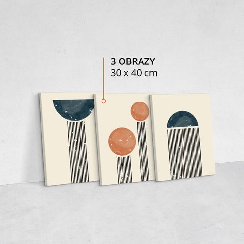 OBRAZY NA PŁÓTNIE SET ABSTRAKCJA FIGURY GEOMETRYCZNE STYL BOHO 90cm x 40cm na Arena.pl