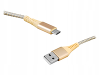 KABEL USB-A MicroUSB ZŁOTY 2M MOCNY OPLOT SZYBKIE ŁADOWANIE I TRANSFER