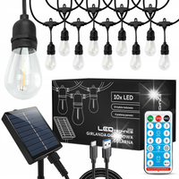 Girlanda Solarna Ogrodowa Zewnętrzna 10m 10x Żarówka LED Lampki Na Pilot