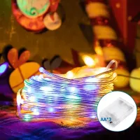 Lampki choinkowe drucikowe 100 LED multikolor na 3 baterie AA 10 m praktyczne i efektowne