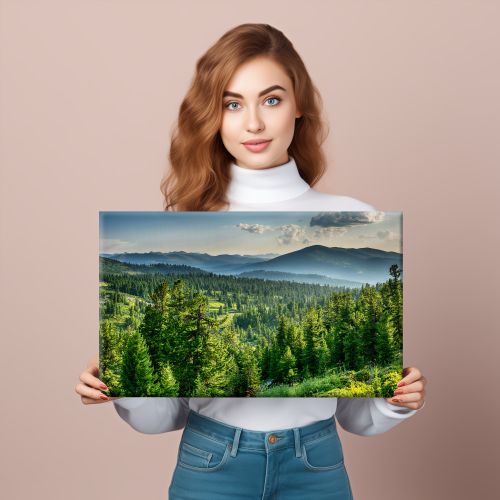 Obraz Do Jadalni KRAJOBRAZ Las Natura Mgła Góry Efekt 3D 100cm x 70cm na Arena.pl