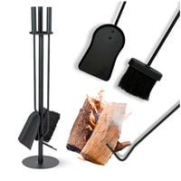 Zestaw kominkowy stojak zmiotka szufelka i pogrzebacz do kozy pieca piecyka