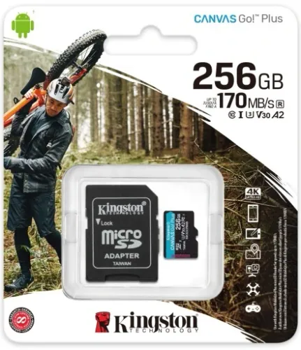 Karta pamięci micro SD SDXC 256GB KINGSTON Go! Plus 170MB/S DO KAMERY DRONA na Arena.pl