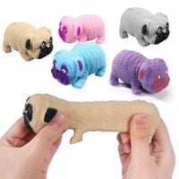 6x GNIOTEK PIES MOPS PIASKOWY ANTYSTRESOWY SENSORYCZNY ROZCIĄGANY PRANK