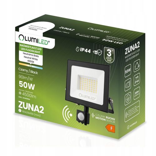 HALOGEN NAŚWIETLACZ LED 50W ZEWNĘTRZNY LAMPA Z CZUJNIKIEM RUCHU Garaż na Arena.pl