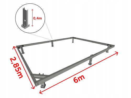 Fundament ocynkowany do szklarnie 2,85x6m stalowy na Arena.pl