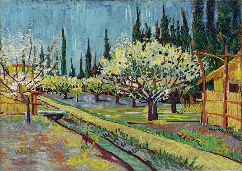 Orchard Bordered by Cypresses, Vincent Van Gogh - plakat 59,4x42 cm zdjęcie 1