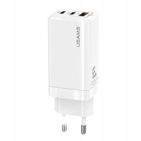SZYBKA ŁADOWARKA SIECIOWA 65W 2X USB-C PD GAN FAST CHARGING BIAŁA